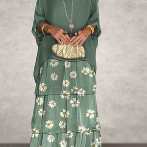 Verde con flores